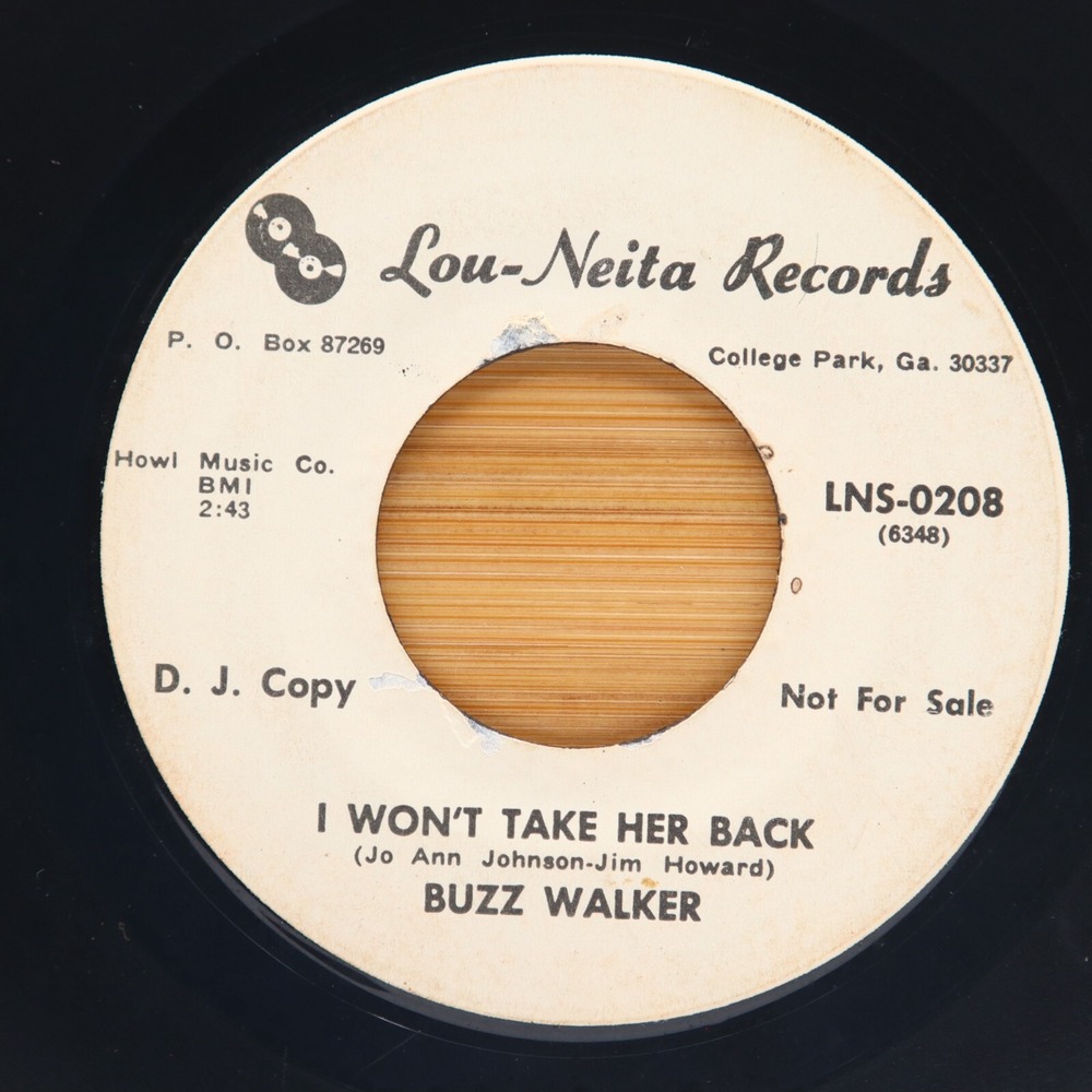 BUZZ WALKER - I WON'T TAKE HER BACK / I WON'T BE BACK - OBSCURE COUNTRY 45 PROMO